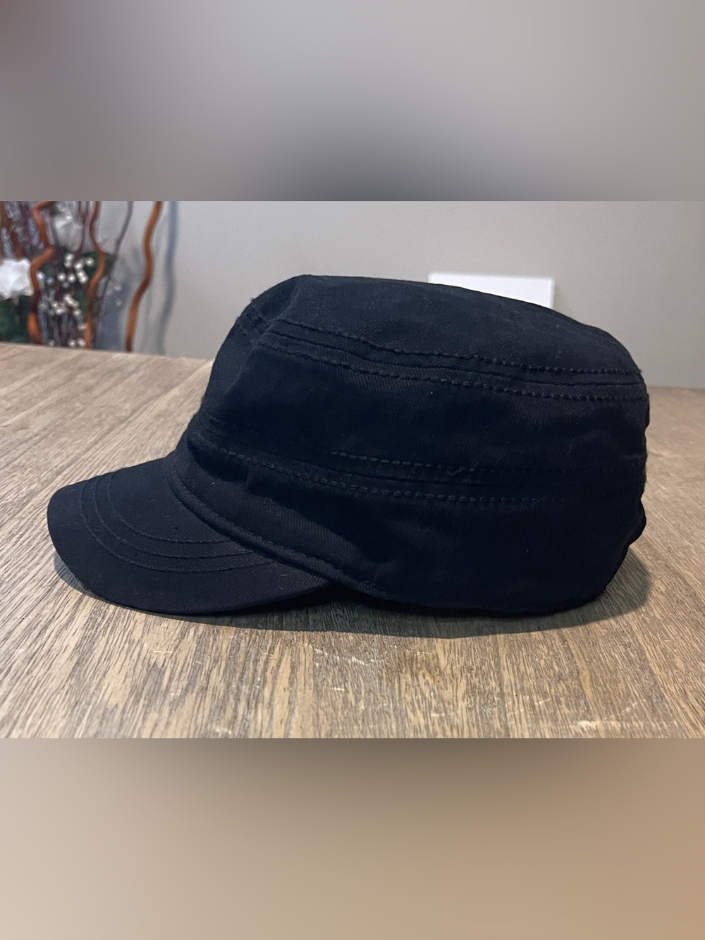 Target Black Military Cadet Cap with Snap Pocket - Picture 3 of 8
